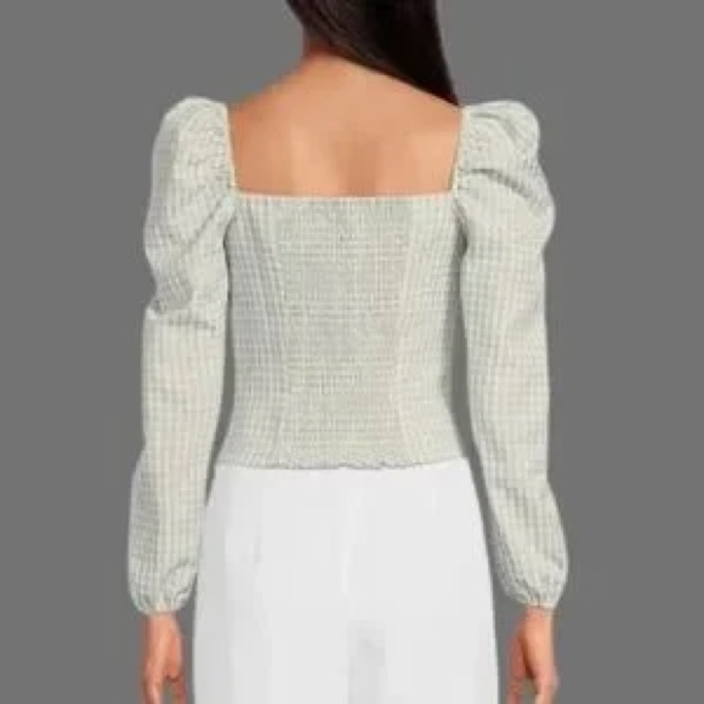 Gianni Bini Gingham Puff Sleeve Blouse - Picture 2 of 8